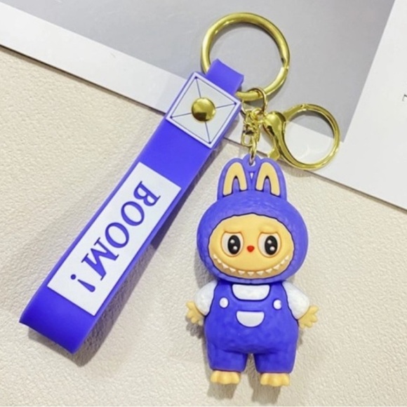 Labubu Accessories - Purple Cartoon Bunny Keychain & Card Holder Wrist Strap NWOT